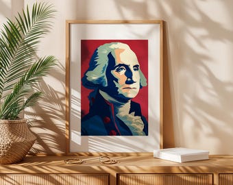 Vintage Presidential Campaign Style Matte Vertical Poster, George Washington Patriotic Wall Art, Historical President Print, Americana Home
