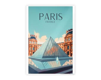 Louvre Travel Print - Louvre Poster, Paris Print, France Print, Wall Art, Wedding Gift, Travel Gift, Graduation Gift, Birthday Gift