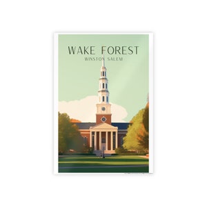 Digital Download Wake Forest Art Deco Travel Print - Wake Forest Poster, Wedding Gift, Travel Gift, Graduation Gift, Birthday Gift