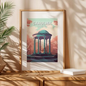 Vintage UNC Old Well Vertical Poster, Retro College Wall Art, Matte Student Dorm Decor Print, Carolina Travel Artwork, Antique University