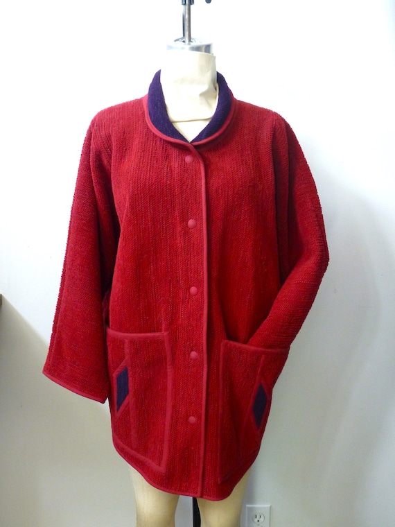 80s~ フィンランド製 ANNIKKI KARVINEN ジャケット 北欧 Annikki Karvinen Finnish Vintage Chenille Handmade Cropped