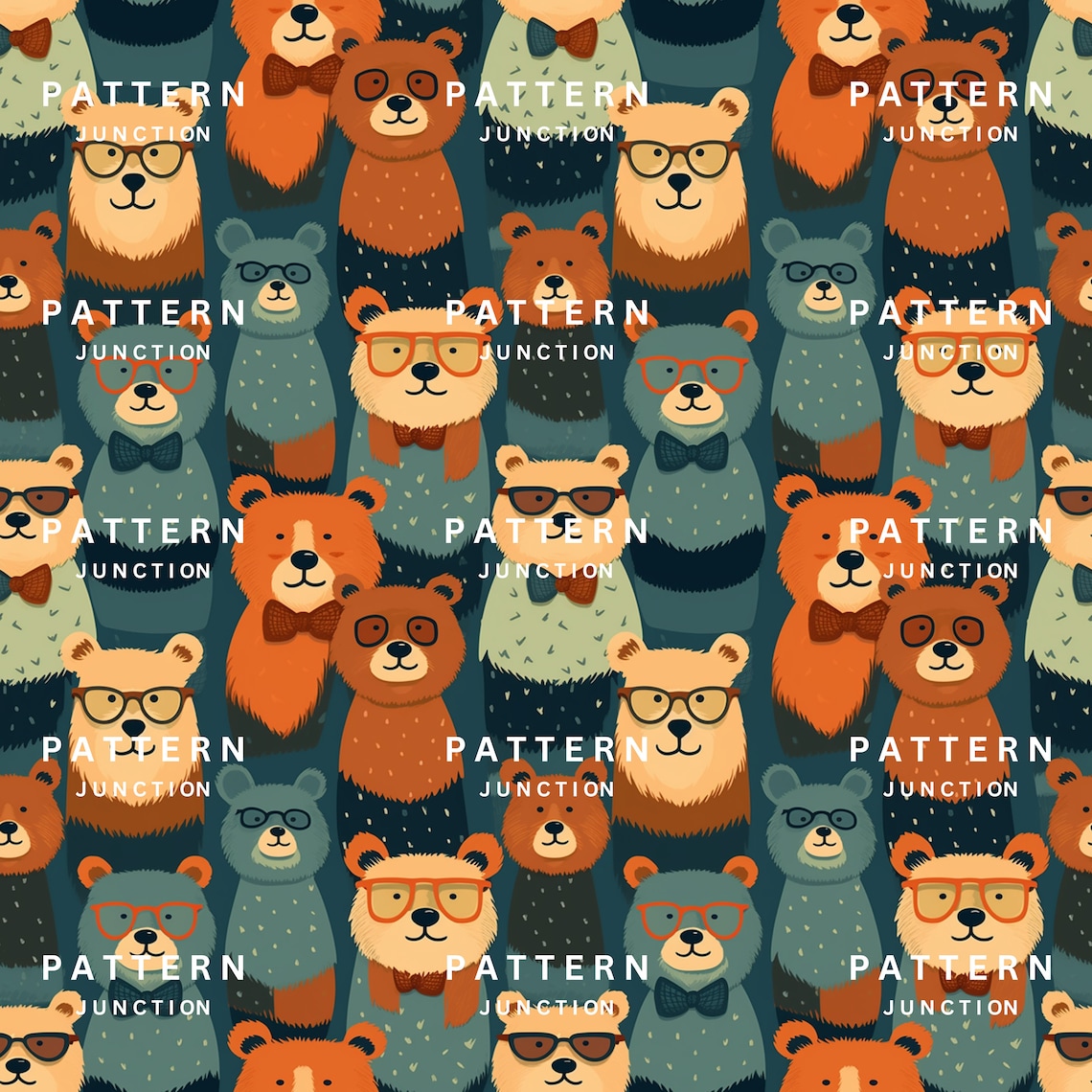 Papa Bear Digital Bear Pattern Papa Bear Seamless Digital Print ...