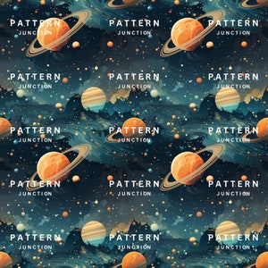 Solar System Ringed Planet Saturn Digital Print Celestial Rings Saturn Digital Paper Galactic Saturn Digital Pattern