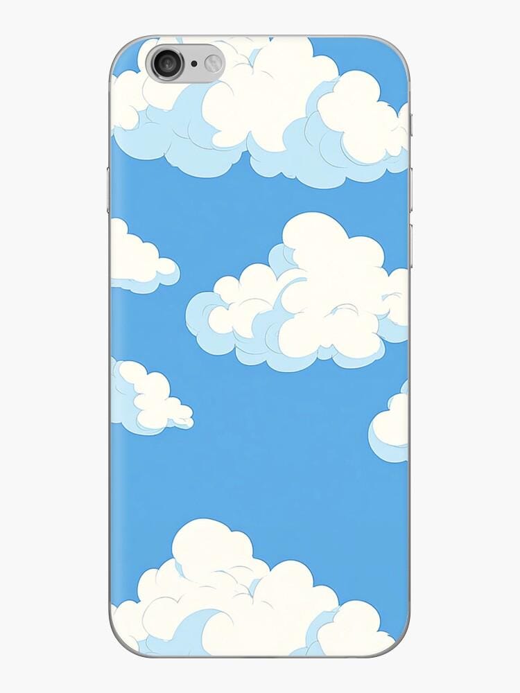 White Clouds on Blue Sky Seamless Digital Pattern - Minimalist Cloud ...