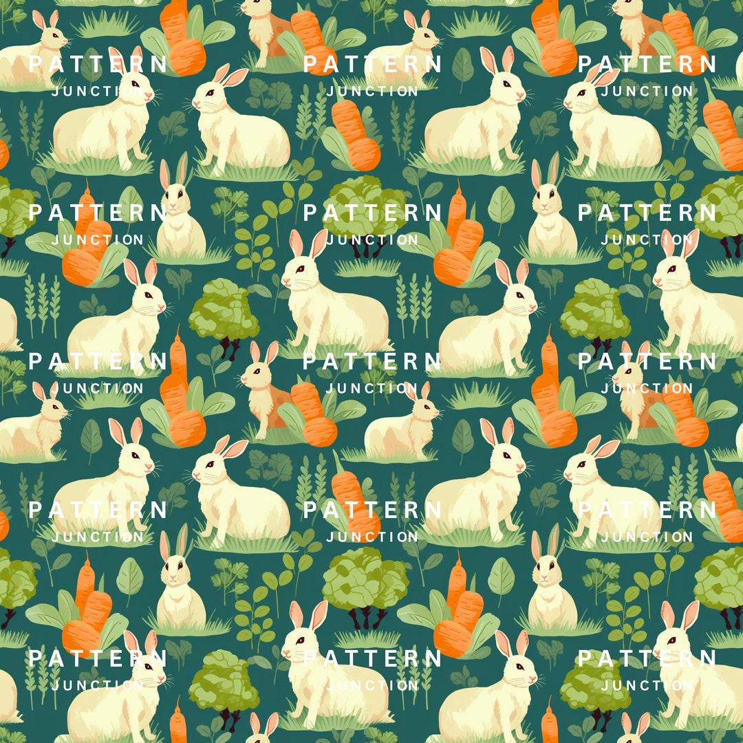 Seamless Farmyard Animal Digital Pattern Paper Digital Rabbit Artwork ...