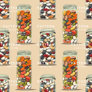 Färgglatt blandat bönmönster digitalt beige bakgrund - perfekt för tyg, köksdekor, tapeter och scrapbooking, digitalt papper för matförvaring