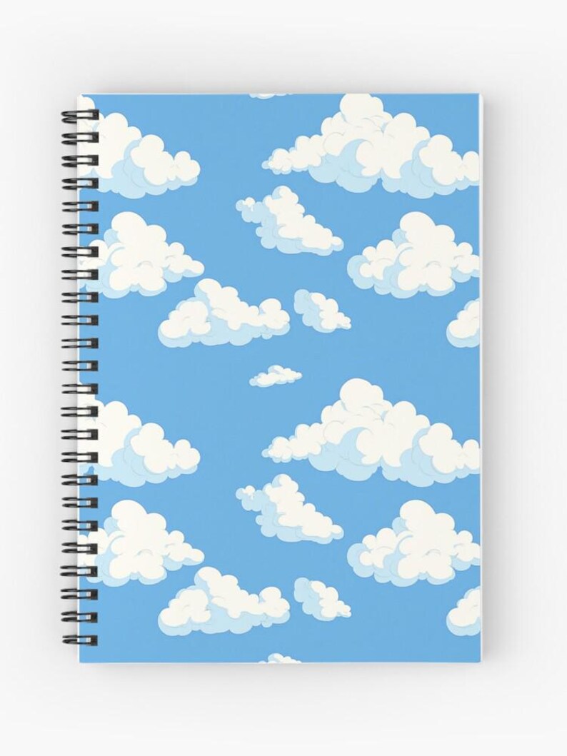 White Clouds on Blue Sky Seamless Digital Pattern - Minimalist Cloud ...
