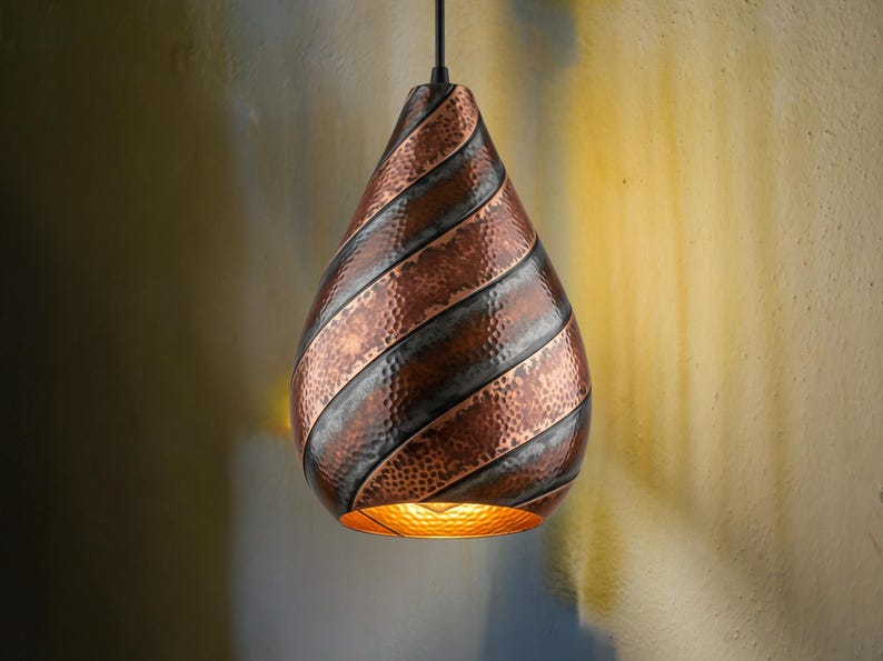 Blue Patina Pendant Light, Handmade Copper Lighting, Island Lighting - Etsy