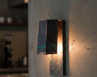 Handmade Copper Patina Outdoor Wall Sconce, Rustic Lighting
