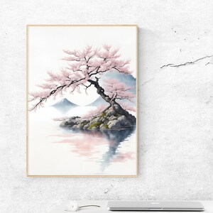 Printable Wall Art Poster, Japanese Water Color Painting, Japanese Fantasy Art, Asian, High Resolution, Surrealism, Four different sizes