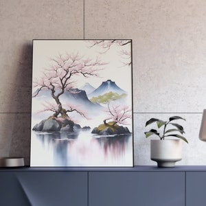 Printable Wall Art Poster, Japanese Water Color Painting, Japanese Fantasy Art, Asian, High Resolution, Surrealism, JPG format