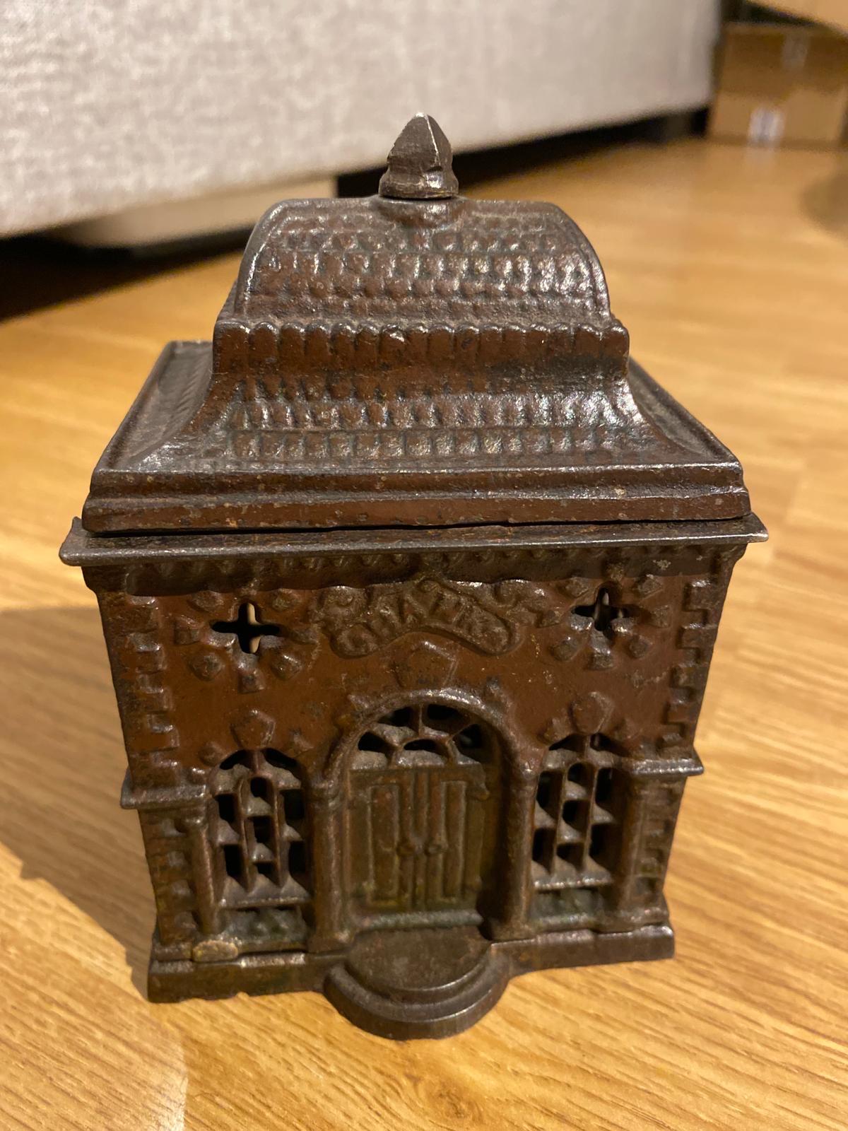 Rare Antique 19th C E Stevens 1887 Cast Iron Roof Building Bank - Etsy