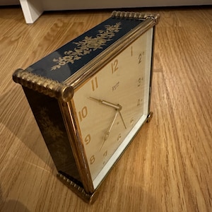 Antique Swiss Swiza Mechanical Alarm Clock 8 Days Art Deco Metal clock