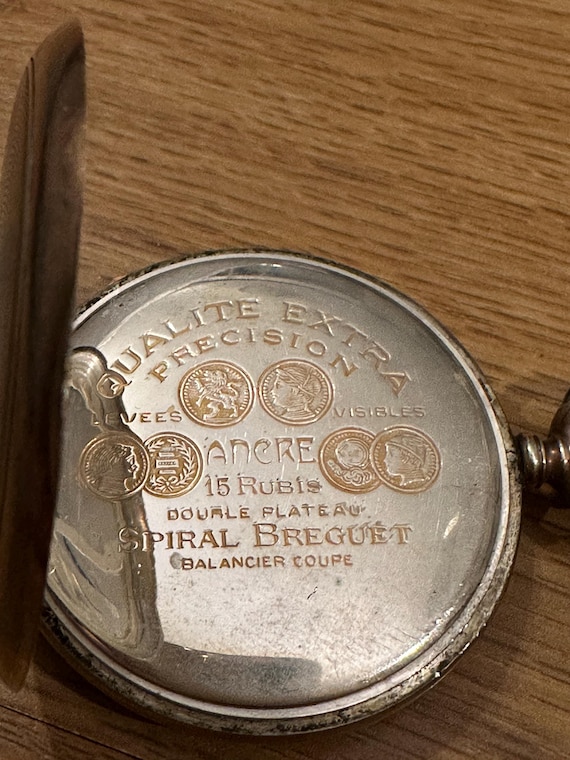 Vintage Swiss Lion Pocket Watch, 15 Rubis Silver 0.800 With Lion