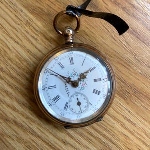 Vintage SWISS victorian 6 Jewels floral Pocket Watch  - Pendant  - Works