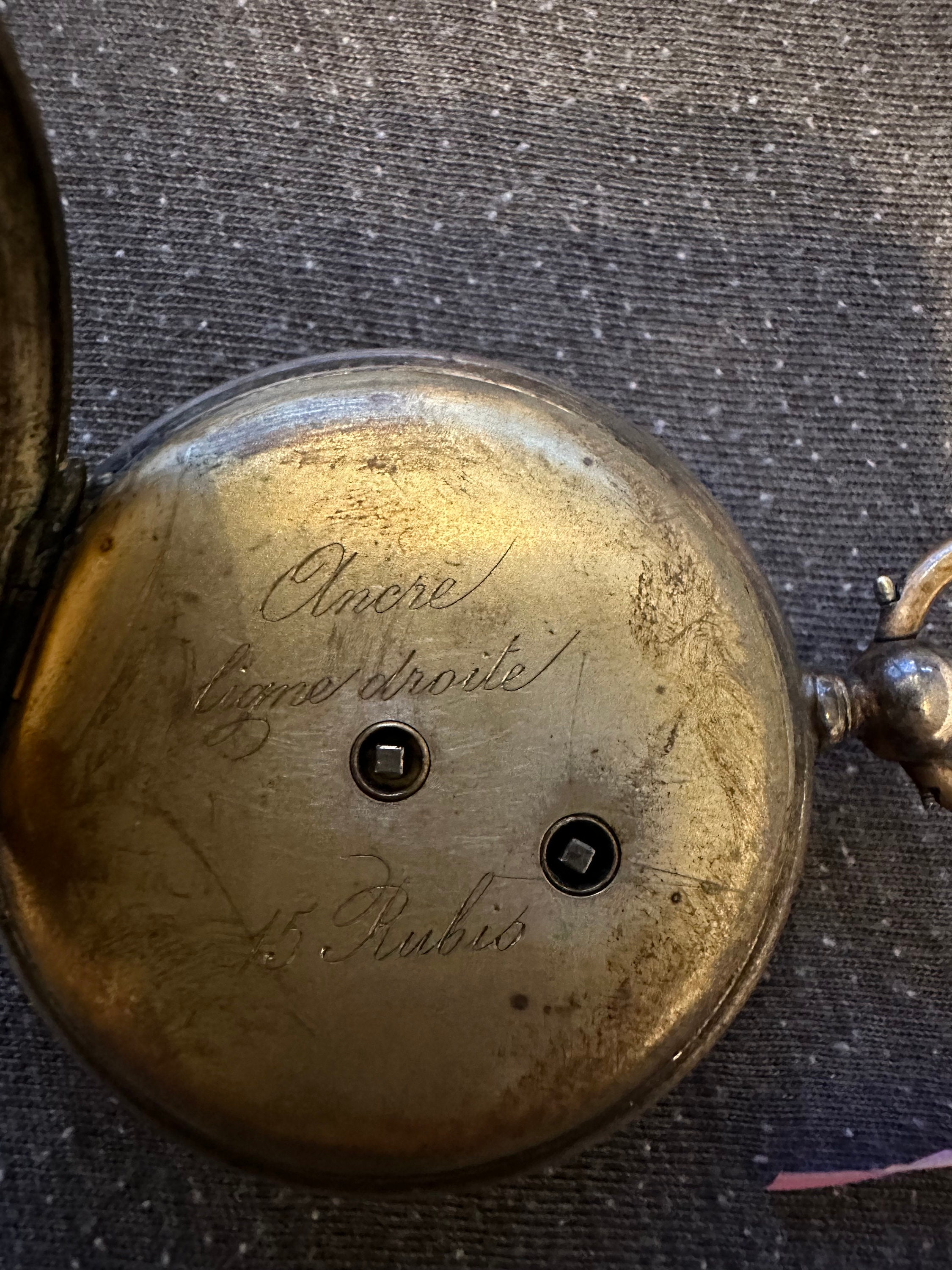 Antique Swiss Ancre Ligne Droite Pocket Watch 15 Rubis Silver 800
