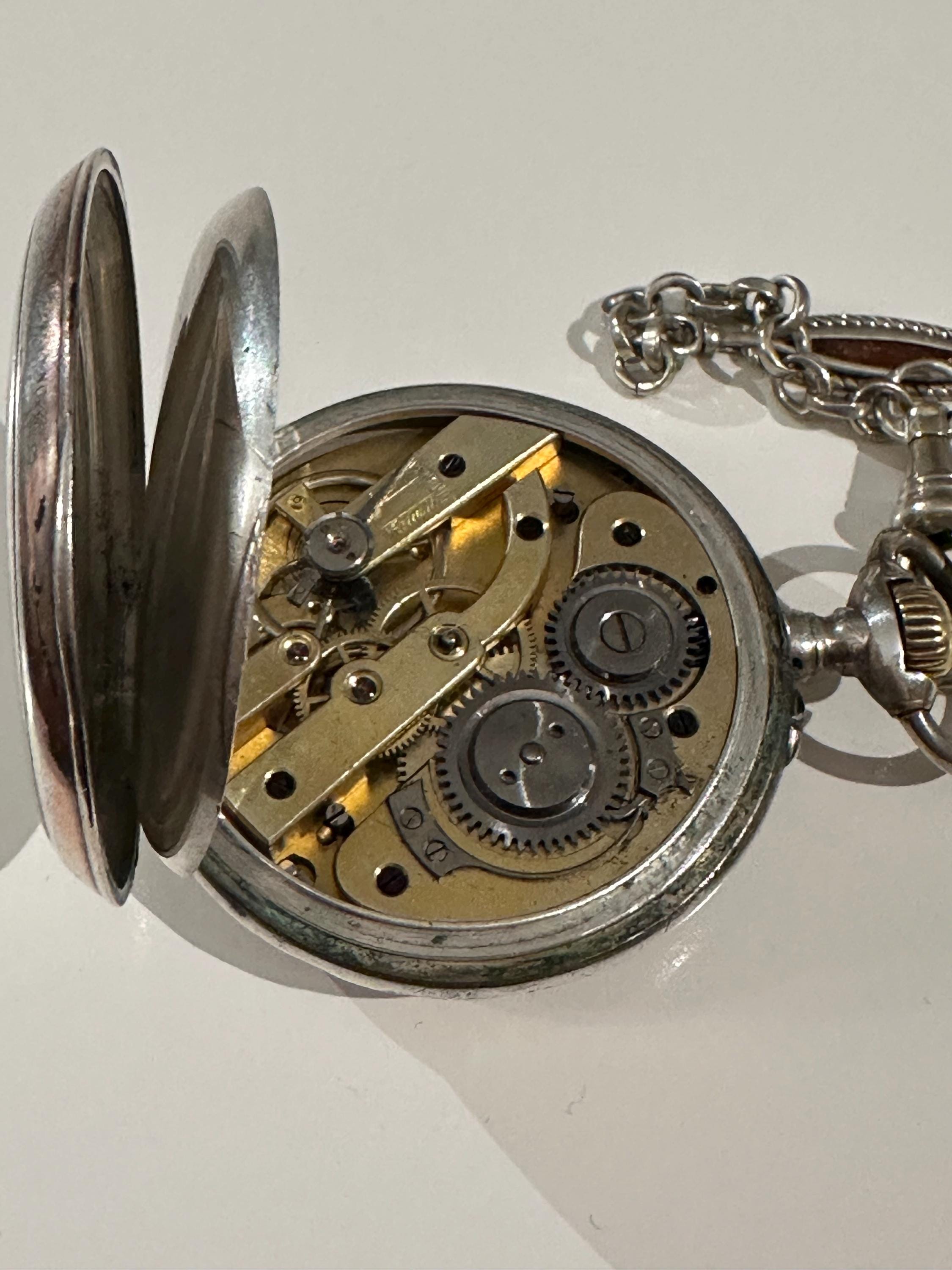 Vintage Antique Swiss Avance Retard Silver Pocket Watch With Nice 