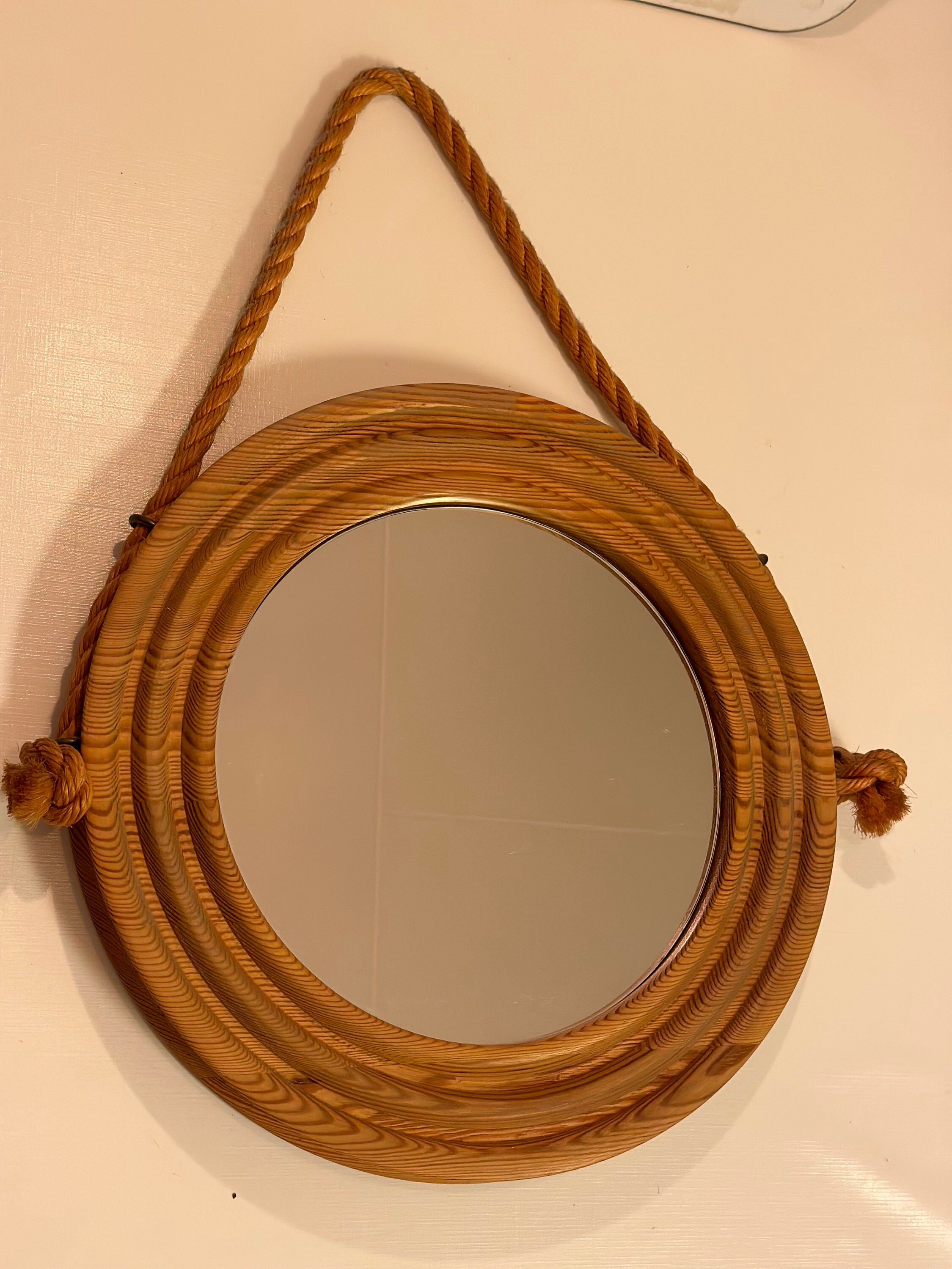 Small Round Mirror Made From Wood 20 / 50cm 