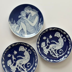 Vintage royal copenhagen plates, Mother’s Day, Porcelain Plates, old blue mors dag, 1973&1978