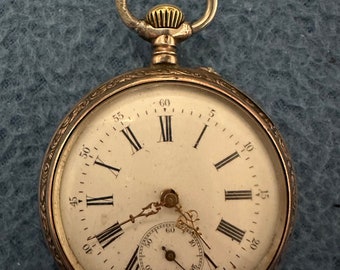 Antique Pocket Watch Mechanical Swiss Goldene Medaille Silver 800 Men Rare 19th