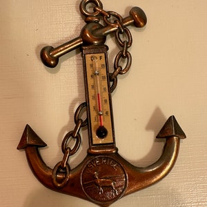 Vintage thermometer metal anchor  ,souvenir Sweden