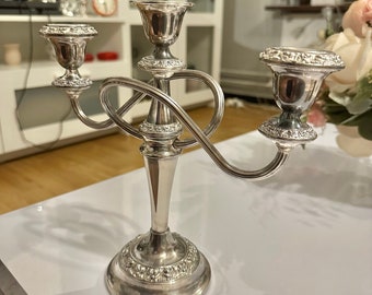 Vintage silver candlesticks holder, 3 armed, 3 candles, silver plated, Scandinavian candelabra, new home , Christmas gift , Ian Heath Ianthe