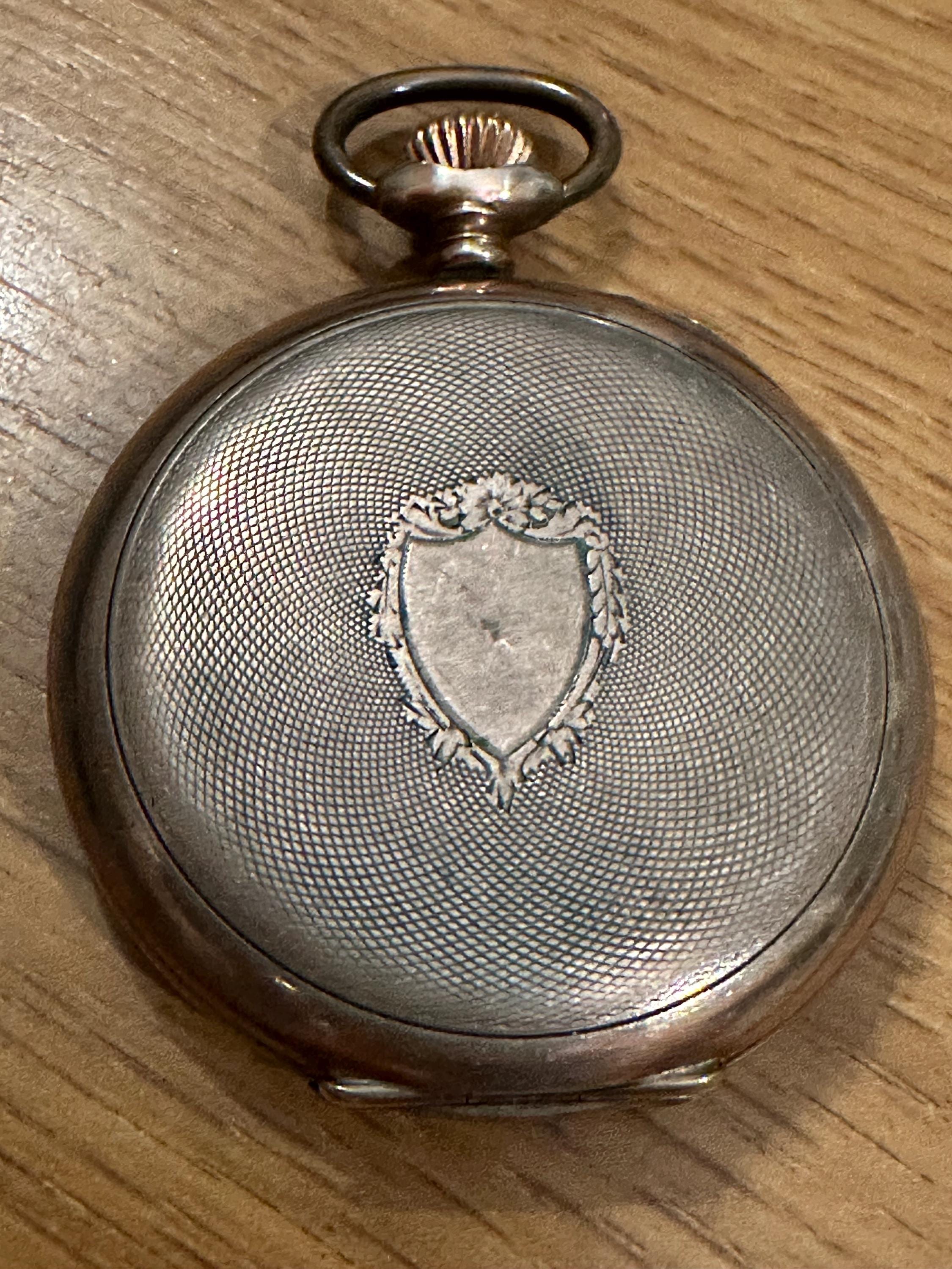 100年前Remontoir 15 Rubis 懐中時計 シルバー製 Vintage Swiss Lion Pocket Watch, 15 Rubis Silver 0.800 With Lion
