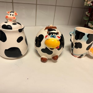 Vintage cow tea set ,black and white ceramic cow teapot ,collectible teapot, decorative ,novelty, ornaments, 3D cow mug, cow sugar bowl