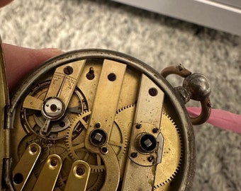 Antique Swiss Ancre Ligne Droite Pocket Watch 15 Rubis Silver 800