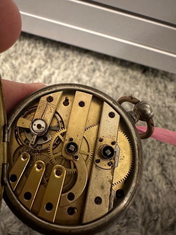 Antique Swiss Ancre Ligne Droite Pocket Watch 15 Rubis Silver 800 Working Etsy
