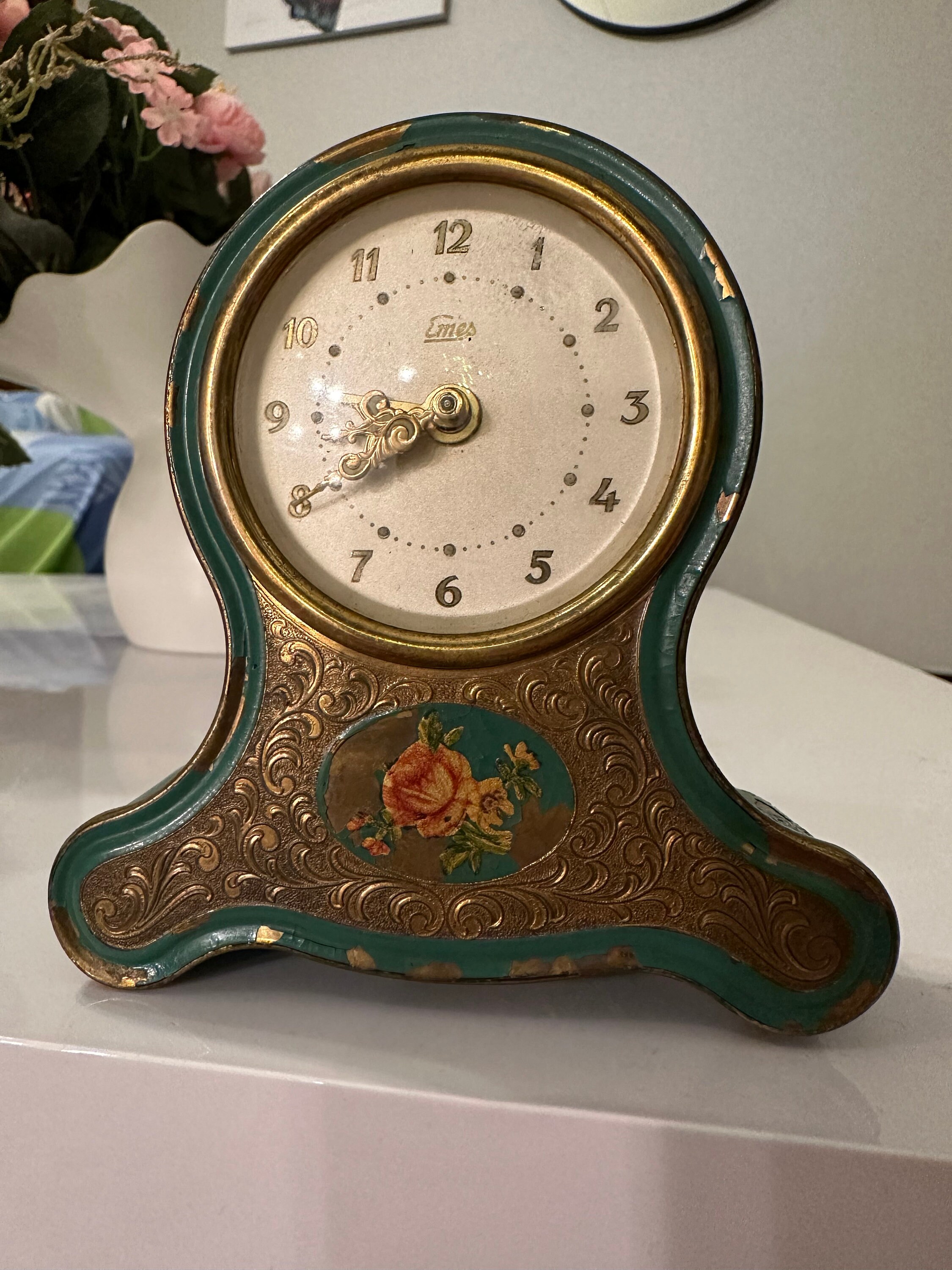 Antique Germany Alarm Clock, EMES GUEISSAZ MUSICAL, Germany Switzerland