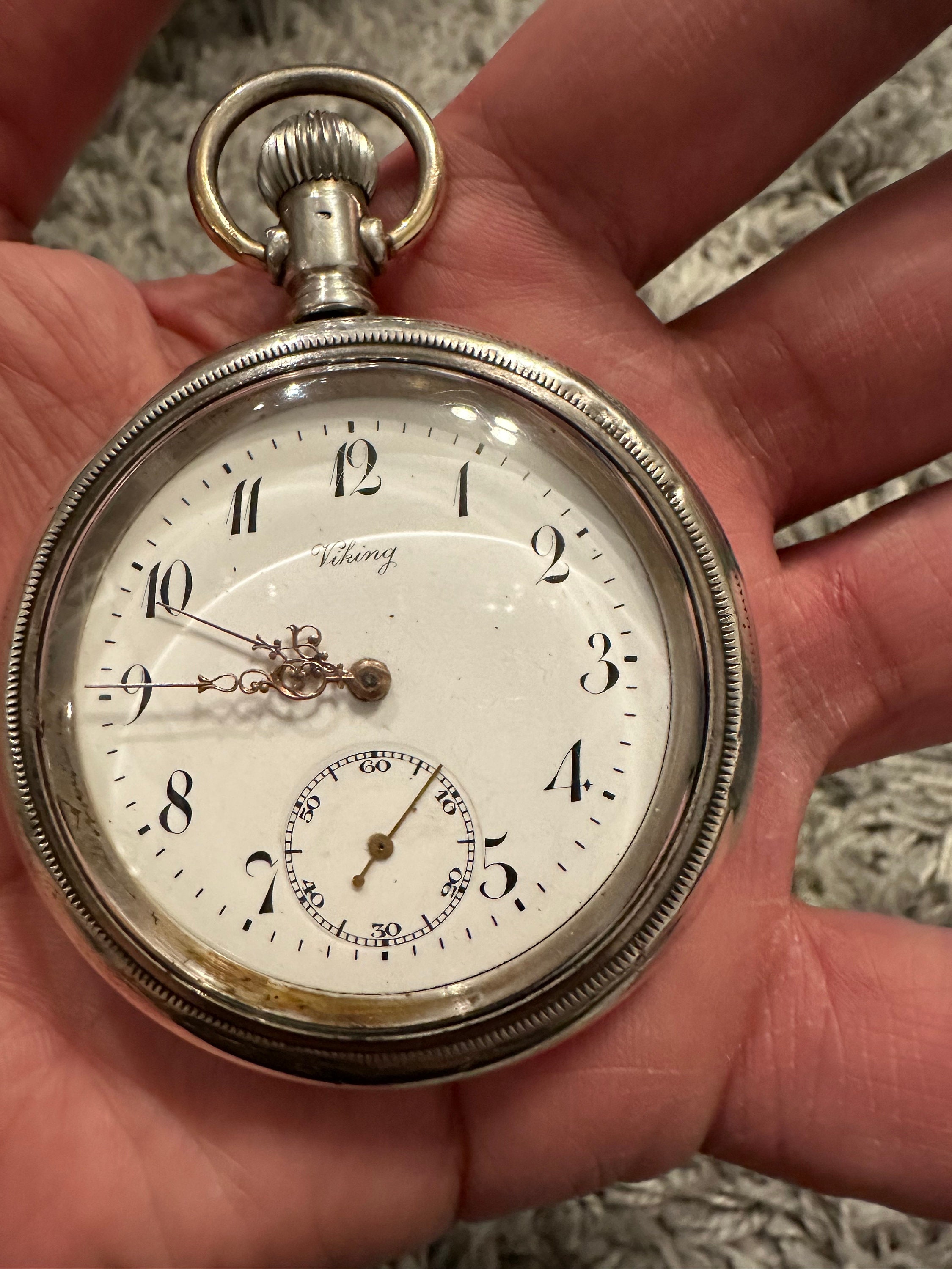 アンティークバイキング大型シルバー懐中時計 - Etsy 日本