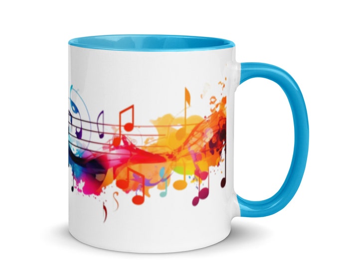Mug Notes de musique - Mug design coloré - Cadeau pour les mélomanes - Cadeau pour un ami - Idée cadeau musique parfaite - Mug musical - Personnalisable