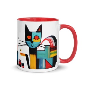 Abstract Cat  Coffee Mug - Cat Abstract Mug  - Cat Coffee Mug - Abstract Cat Mug - Cat Mug - GIft for her-  Gift for Cat Lovers
