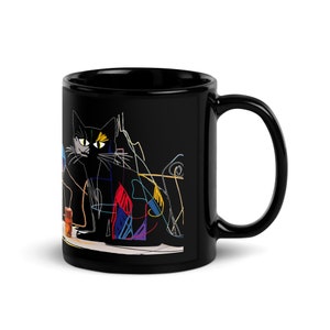 Abstract Cat with Yarn Coffee Mug - Cat and Yarn Mug - Cat Coffee Mug - Abstract Cat Mug - Cat Mug - GIft for her-  Gift for Cat Lovers