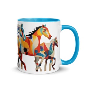 Abstract Horses Picasso-Inspired Style  Mug -Horse Enthusiasts -Horse Mug - Equestrian Decor-Unique Coffee Mug -Customizable Color 11oz Size