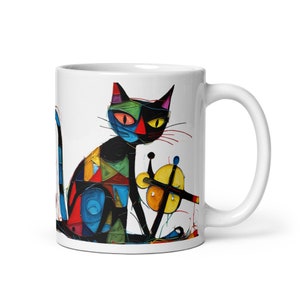 Colorful Abstract Cat Coffee Mug - Amazing cat art Mug - Cat Mug Gift - Cat Lover Gift  -Cat pet Mug - Cool Cat Mug - Artistic Cat Mug -11oz