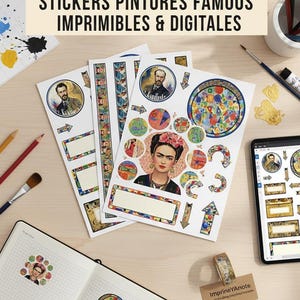 Artistic Digital Stickers for Note Taking and Studygram - Printable Painterly Frames and Washi Tape for Bullet Journal. Creative Note Assets