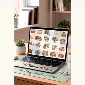 Vintage Aesthetic Desktop Icons | 90 Retro Folder Icons for Mac & Windows | Social Media App Icons, Notion, Goodnotes, Digital Stickers