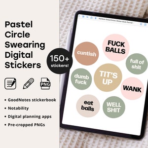 Set of 163 Profanity Phrases Swearing Sticker Set for GoodNotes, Precropped PNG, Digital Planner