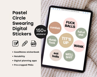 Set of 163 Profanity Phrases Swearing Sticker Set for GoodNotes, Precropped PNG, Digital Planner