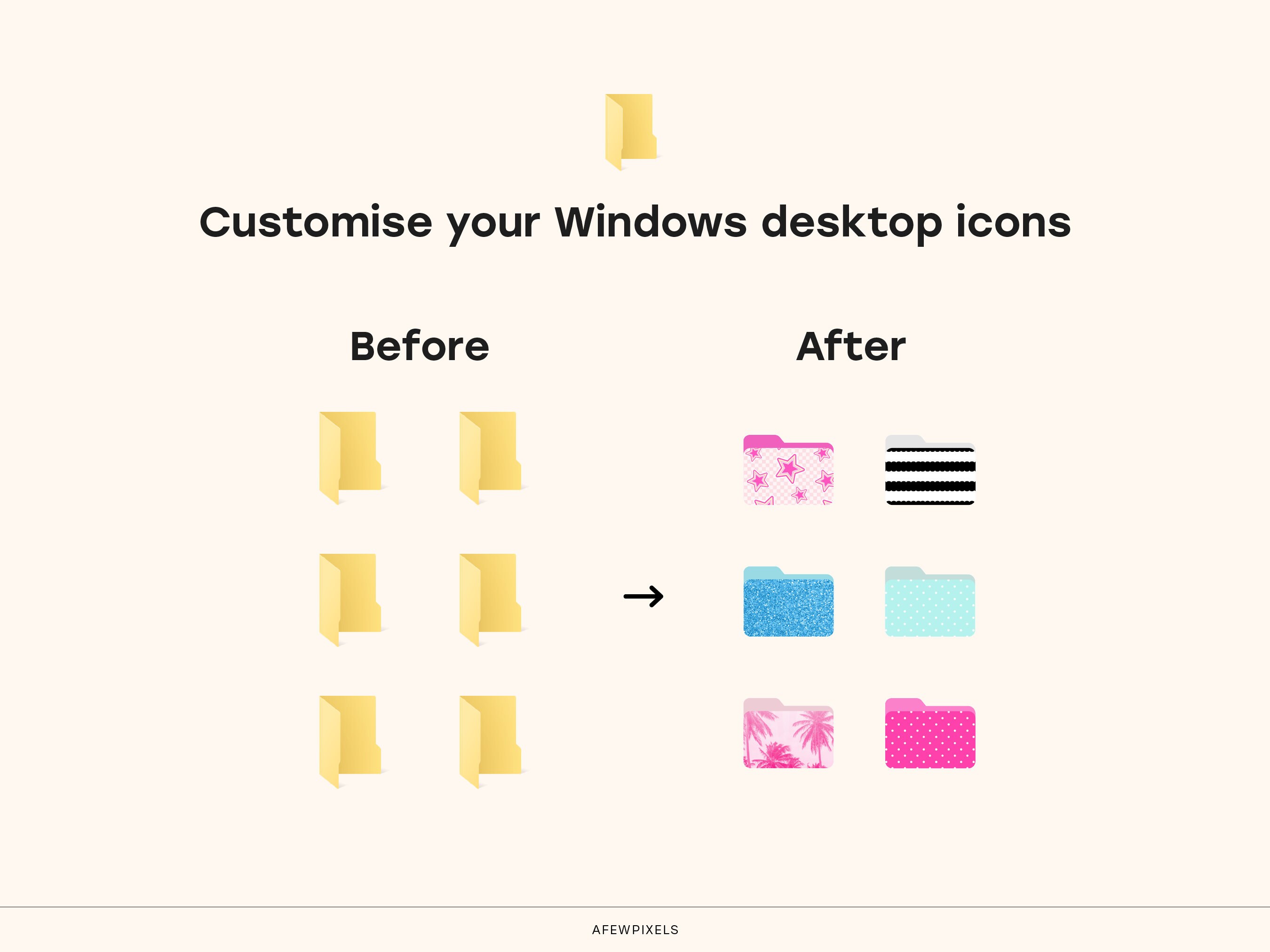 Pink Windows File Icon Pink Desktop Folder Icons: Mac & Windows Organisation (digital Download ...