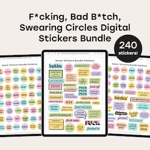 Rainbow Swear Word Stickers: 240 Sassy PNGs for GoodNotes (Digital Download)