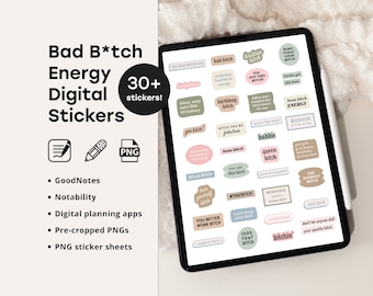 Bad Bitch Energy Swearing Stickers for GoodNotes Precropped PNG Notability Profanity Stickers