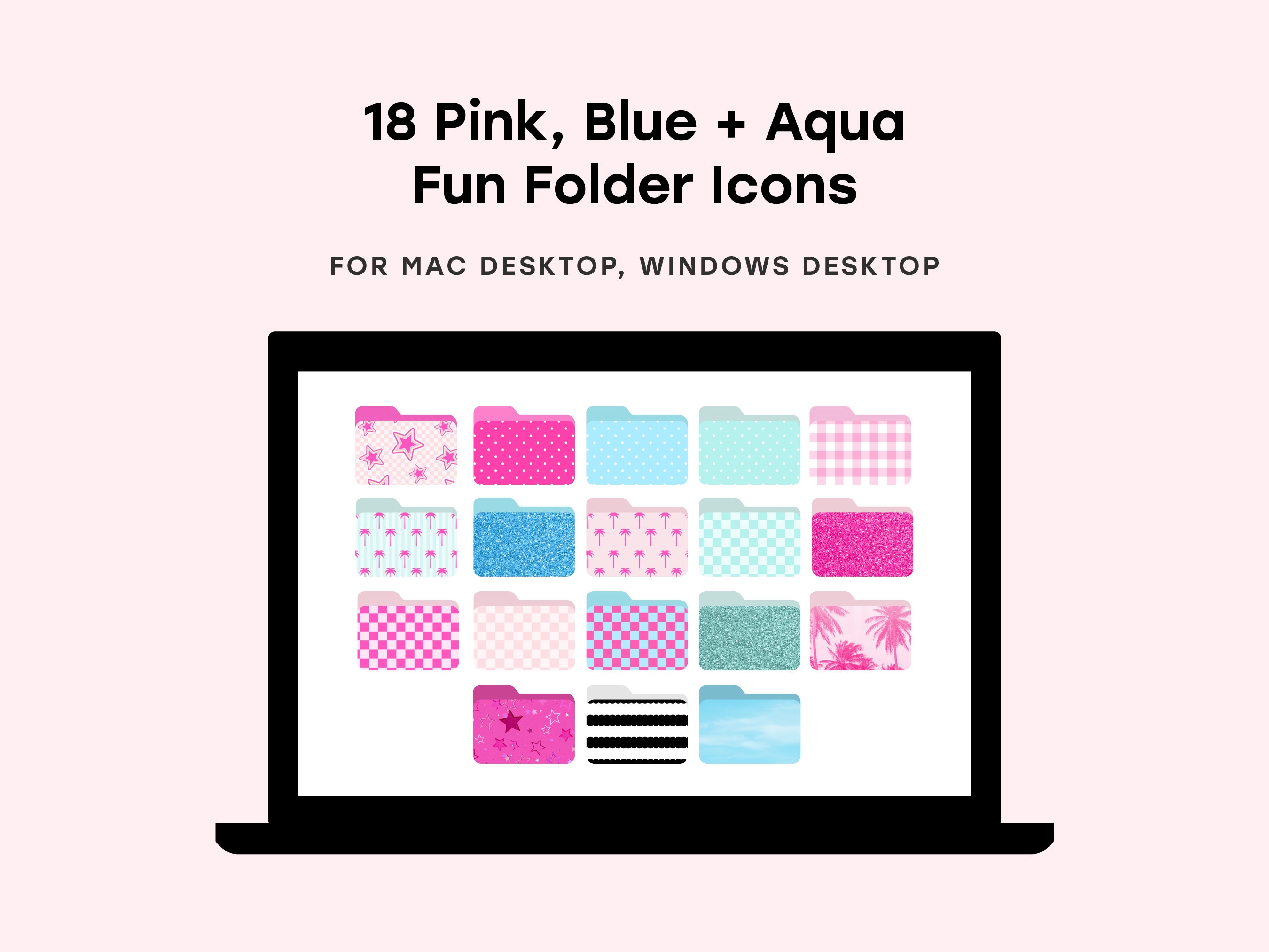 Pink Windows File Icon Pink Desktop Folder Icons: Mac & Windows Organisation (digital Download ...