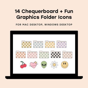 Pastel Checkered Desktop Folders for Mac and Windows Desktop Organisation