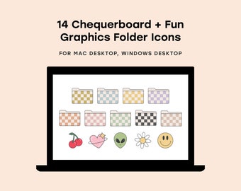 Pastel Checkered Desktop Folders for Mac and Windows Desktop Organisation