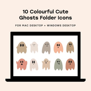 Set of 10 Cute Ghost Icons Desktop Icon Set for Mac and Windows Desktop Organisation