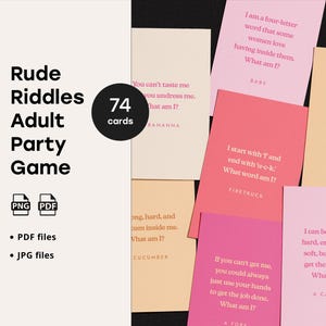 Set von 74 Rude Rätsel Hen Do Spiel, Instant Download, bedruckbar