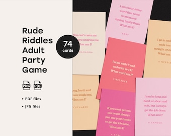Zestaw 74 Rude Riddles Hen Do Game do pobrania natychmiast, do wydrukowania